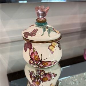 MacKenzie-Childs Butterfly Jar with Pink and Gold Accents